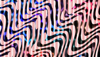 Abstract Hypnotic Wavy Pattern Background with Vertical Stripes, Neon Gradient, and Glass Effect