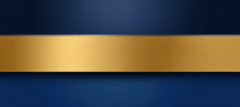 Polished golden metallic surface gleaming with delicate light reflection against deep blue backdrop, embodying refined luxury