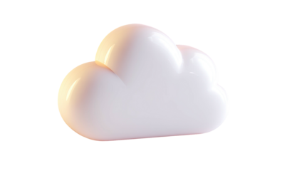 Glossy white stylized cloud with soft lighting and dark background
