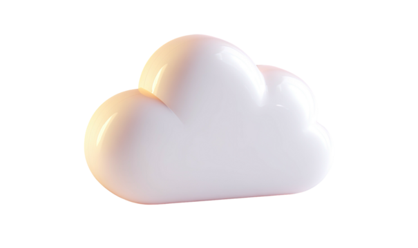 Glossy white stylized cloud with soft lighting and dark background