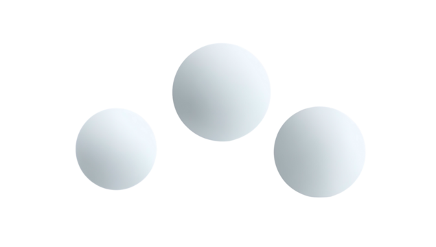 Three glowing white spheres on a black background