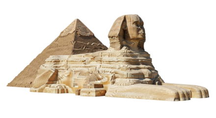 Egyptian pyramids and sphinx transparent background cutout png