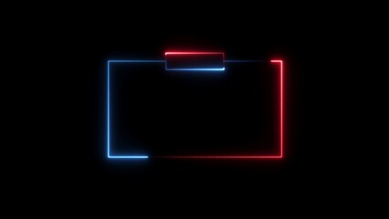 Neon Abstract Frame with Red and Blue Glowing Lines on Black Background image photo