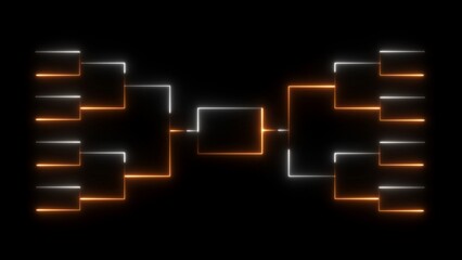 Neon Bracket Tournament Chart with White and Orange Lines on Black Background tournament bracket competition