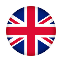 Uk flag round. 3d illustration round button flag of united kingdom transparation png	