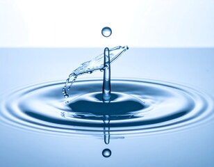 Close-up of water droplet impact creating a splash in a calm pool