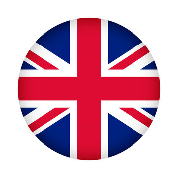 Uk flag round. 3d illustration round button flag of united kingdom transparation png	