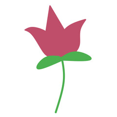 Simple red flower with green leaves and stem