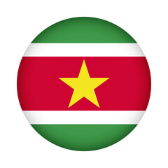 Suriname flag round. 3d illustration round button flag of Suriname transparation png	