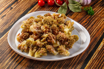 Vegan dietary steamed romanesco cabbage