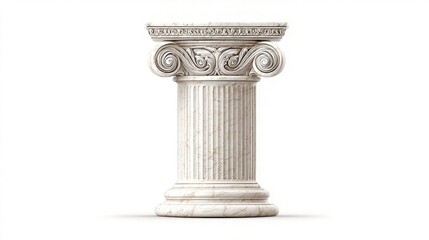 Elegant Ionic Column on White Background