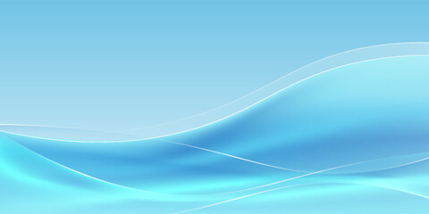 Abstract sky blue simple background minimalist template with sleek wavy lines.