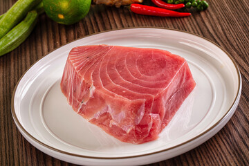 Raw fresh red tuna steak fillet