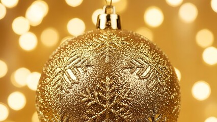 Golden ornament on background of beautiful bokeh light decoration