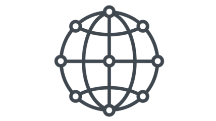 Modern globe icon represents global network and international connections online