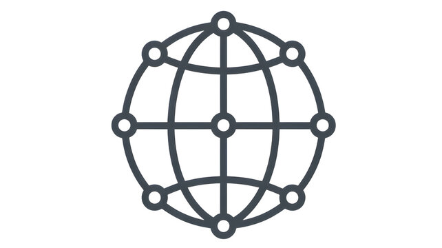 Modern globe icon represents global network and international connections online