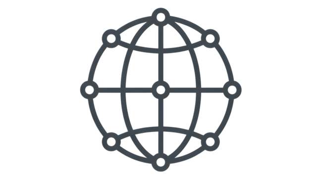 Modern globe icon represents global network and international connections online