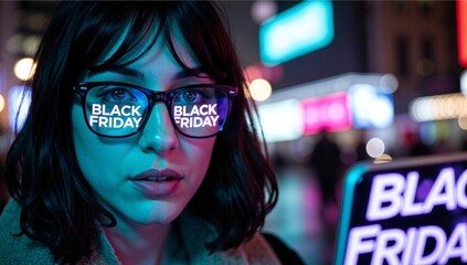 Girl viewing black friday deals online shop