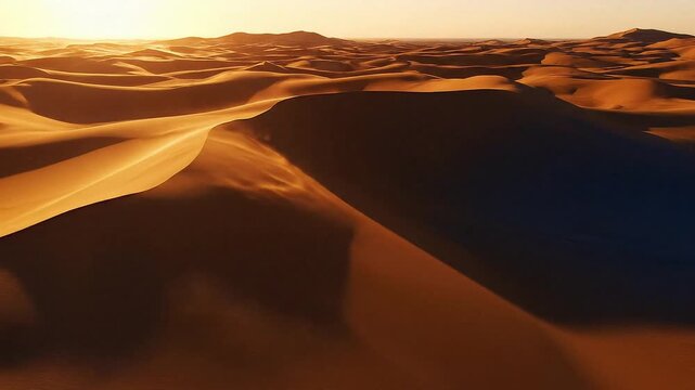 sand dunes in the desert. The wind ripples move across the high and vast sand dunes of the desert.