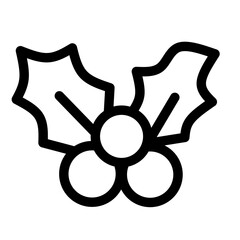 Holly Leaves and Berries Icon Outline Vector