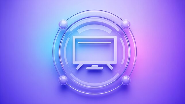 Modern smart television icon with glowing neon highlights for streaming media and entertainment app designs, and digital interface concepts for UI UX design