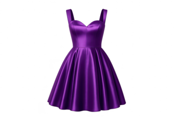 Elegant purple satin dress isolated on transparent background, stylish design