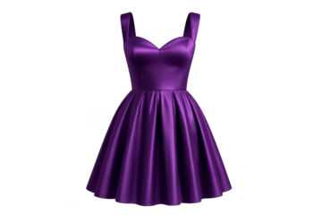 Elegant purple dress isolated on transparent background, formal attire cut-out