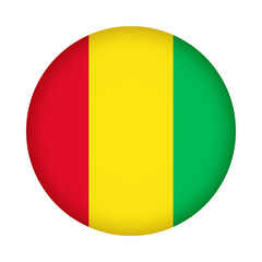 Fototapeta premium Guinea flag round. 3d illustration round button flag of Guinea transparation png 