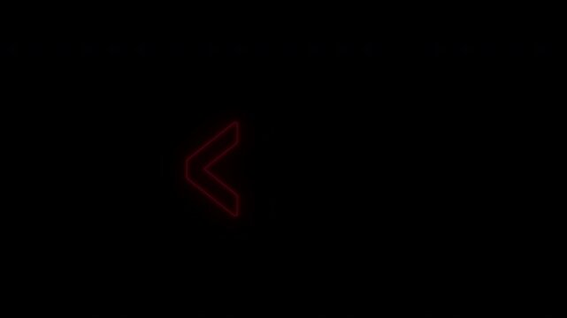A red running neon arrow. Motion animation to indicate direction or attract attention