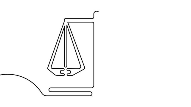 Animated justice scale symbol single line drawing minimal