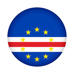 Obraz premium Cape verde flag round. 3d illustration round button flag of cabo verde transparation png 