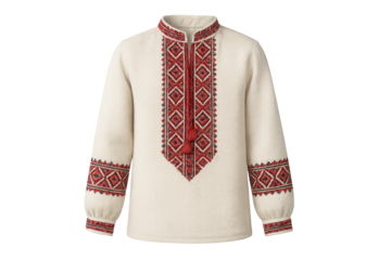 Ukrainian vyshyvanka embroidered shirt isolated on transparent background
