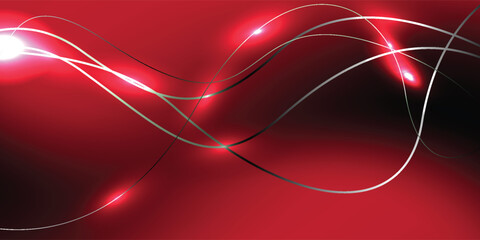 Minimalist red curve luxury on dark gradient background for branding presentation, banner, and poster