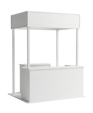 White promotional booth with canopy transparent background cutout png