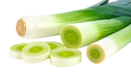 Close-up of sliced and whole sections of a fresh, green-and-white vegetable