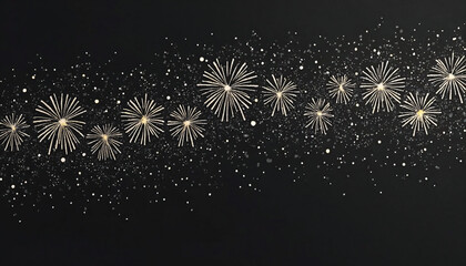 Gold Fireworks and White Dots on Black Background