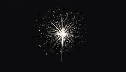 White Sparkler Burst on Black Background