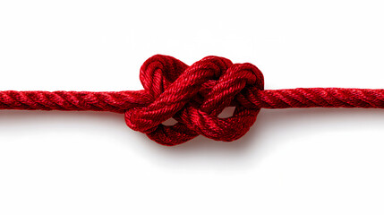 Red Rope Knot on White Background