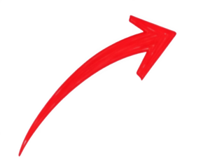 Bright red arrow pointing up and right on a black background