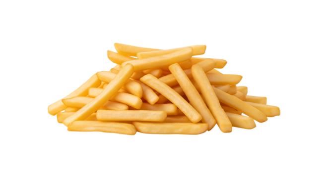 Pile of golden french fries isolated on transparent background - Powered by Adobe