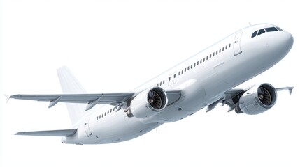 Fototapeta premium A modern aircraft flies high above the clouds on a clear day displaying its sleek design and powerful engines. The aircraft's wings are extended as it navigates the skies with grace.