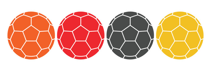 Obraz premium Sports Handball Icon Vector Collection, Player and Ball Illustrations, Goal Symbols, Silhouette and Line Art Style, Ideal for Athletic Branding, Sports Apps, and Event Graphics