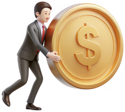 Businessman character pushing a large png 3D render png office png effort png teamwork png challenge png motivation png progress png business png heavy png suit png transparent background image - Powered by Adobe