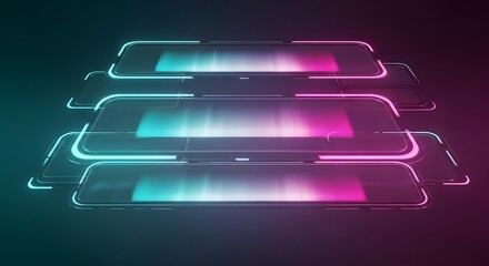 Colorful abstract background with bright lines and glossy digital elements