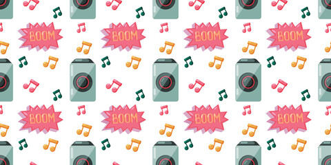 90s Style Speaker and Boom Pop Art Pattern