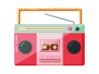 Bright retro boombox cassette player illustration
