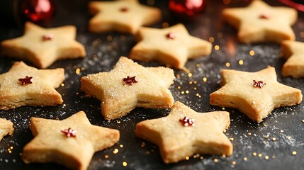A homemade shortbread biscuits with a buttery texture and slight golden crust