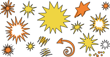 Vibrant comic style starburst and explosion graphic elements