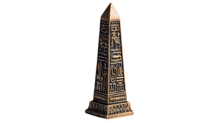 Ancient Egyptian obelisk miniature background isolated on a Transparent background, PNG file.