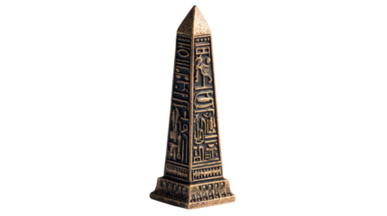 Ancient Egyptian obelisk miniature background isolated on a Transparent background, PNG file.